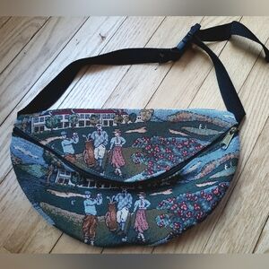 Country Club • Vintage Tapestry Fanny Pack • Cottagecore Crescent Waist Bag